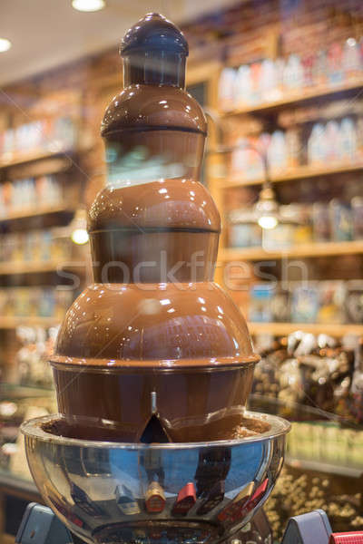 chocolate fountain in belgium shop Stock photo © artjazz