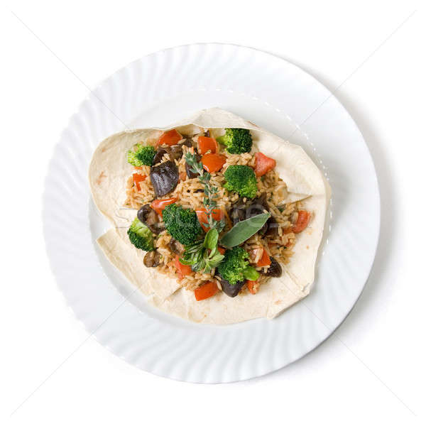 Rizottó zöldségek tányér izolált fehér étterem Stock fotó © artjazz