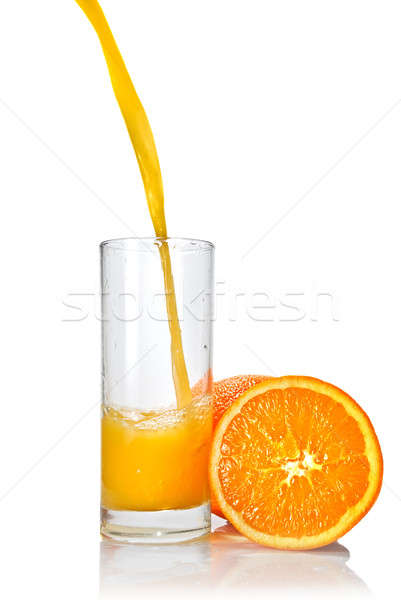 商業照片: 橙汁 · 玻璃 · 孤立 · 白 · 夏天 · 喝