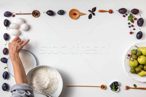 Baking background with ingredients for fruit Stock photo © artjazz