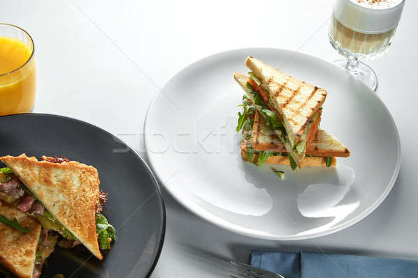 Club sandwiches with different fillings Stock photo © artjazz