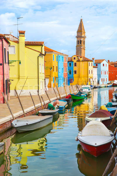 Color casas barcos isla Venecia cielo Foto stock © artjazz