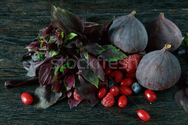 Stock photo: ripe fruit and berry with a useful herb