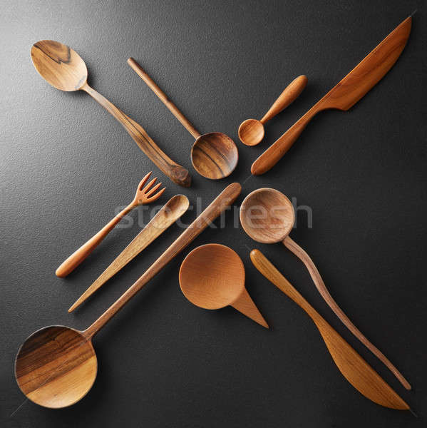 Wooden cutlery in the form of a cross Stock photo © artjazz