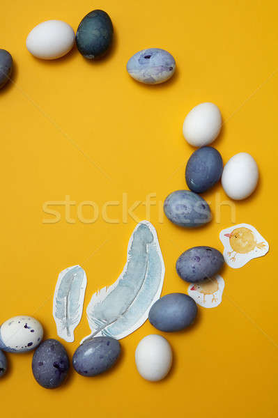 кадр яйца окрашенный желтый Пасху Сток-фото © artjazz