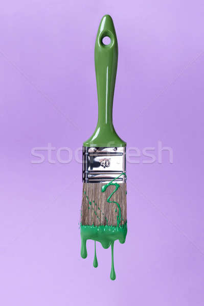 brush with green paint, Stock photo © artjazz