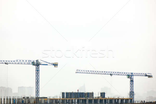 建物 建設 2 塔 グレー 曇った ストックフォト © artjazz