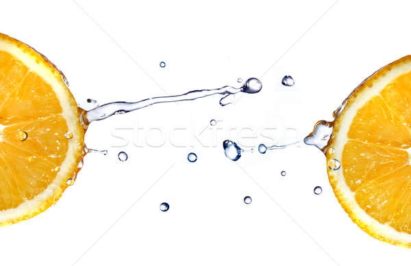 fresh water drops on orange isolated on white Stock photo © artjazz