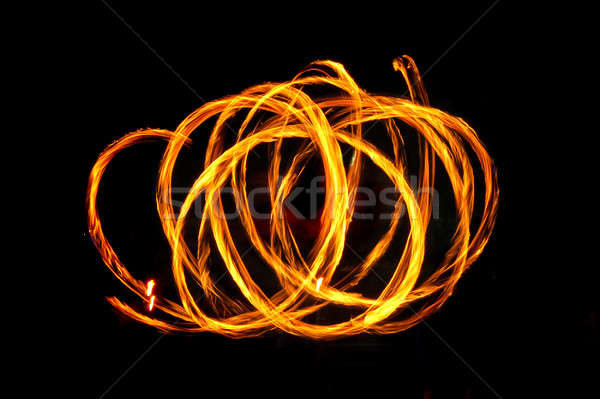 Tűz körök fekete absztrakt terv háttér Stock fotó © artjazz