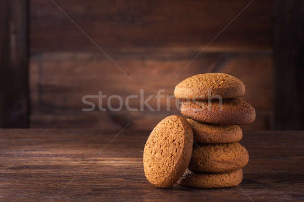 Owies cookie drewniany stół drewna grupy Zdjęcia stock © artjazz