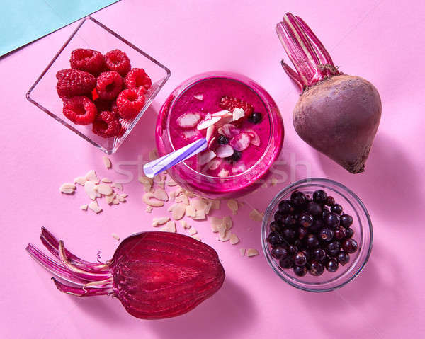 Healthy smoothies cooked from beets, raspberries, black currants Stock photo © artjazz