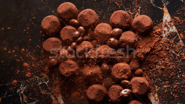 étcsokoládé házi készítésű por sötét márvány felső Stock fotó © artjazz
