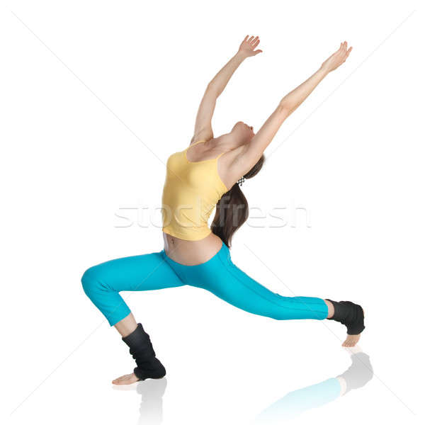 Foto stock: Mujer · atractiva · gimnasia · blanco · mujer · deporte · cuerpo