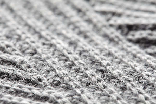 Stock photo: Grey knitting wool texture background.