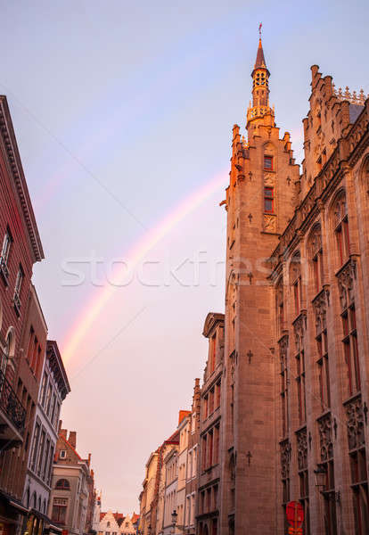 Bruges City Hall on Burg Square. Stock photo © artjazz