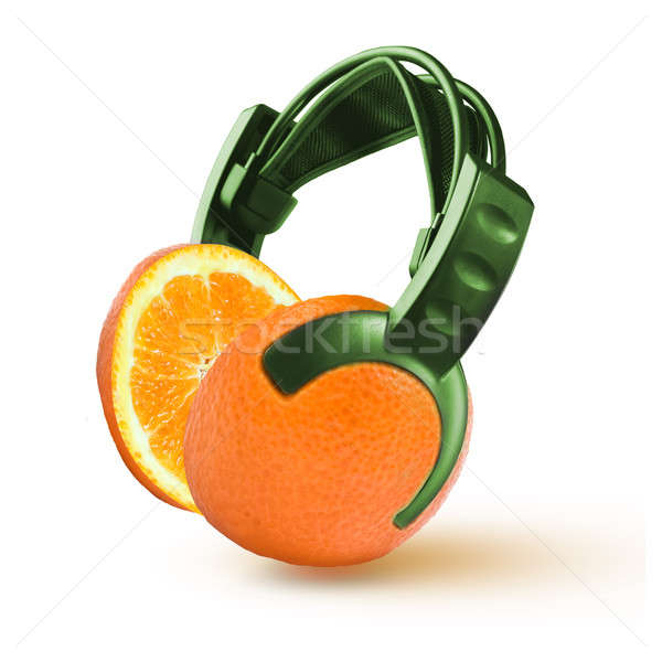 [[stock_photo]]: Casque · forme · orange · isolé · blanche · alimentaire