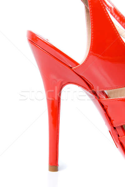 heel of red leather female shoe isolated on white Stock photo © artjazz