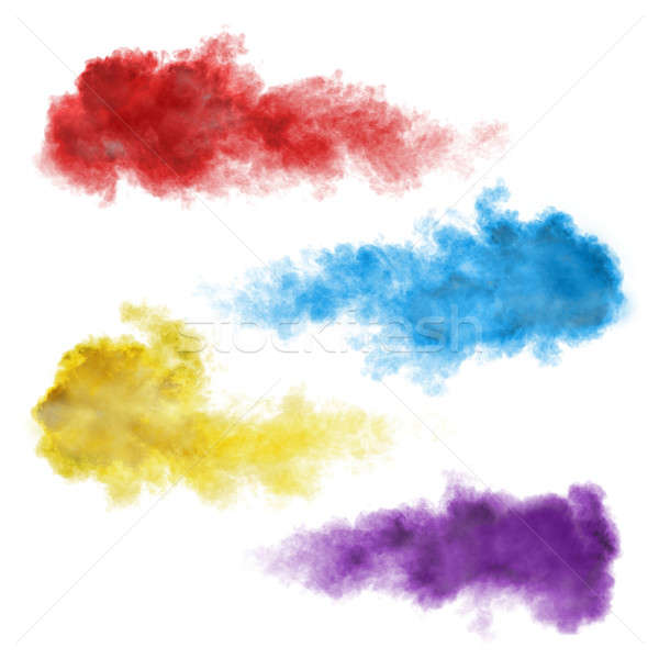 Set of color smoke explosions isolated on white Stock photo © artjazz