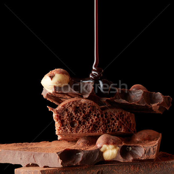 Heap of broken pieces chocolate Stock photo © artjazz