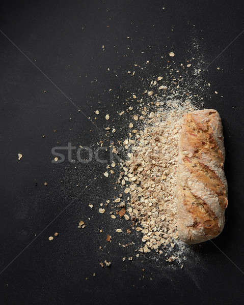 Bochenek świeże chleba bułka tarta mąka czarno białe Zdjęcia stock © artjazz