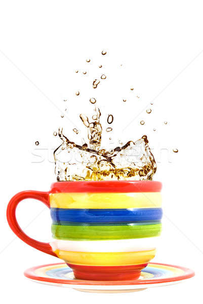 Zdjęcia stock: Kolor · kubek · splash · herbaty · odizolowany · biały