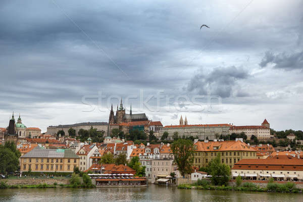 View of the district of Hradcany and St. Vitus Cathedral in Prag Stock photo © artjazz