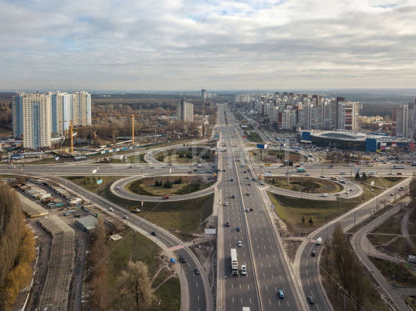 Luftbild Autobahn Verkehr Autobahn Ukraine Stadt Stock foto © artjazz