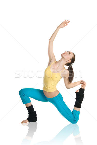 Fata frumoasa gimnastică alb femeie sportiv corp Imagine de stoc © artjazz