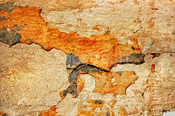 Textúra öreg stukkó fal repedések építkezés Stock fotó © artjazz