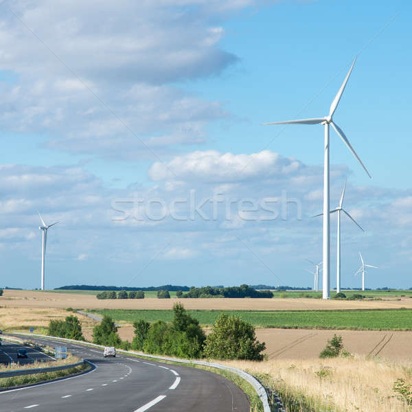 Wind Generator Turbine Sommer Landschaft Himmel Stock foto © artjazz
