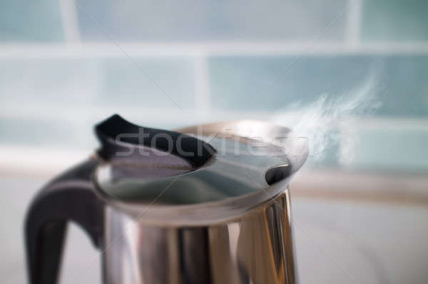 Bogrács forró ivóvíz gőz tea kék Stock fotó © artjazz