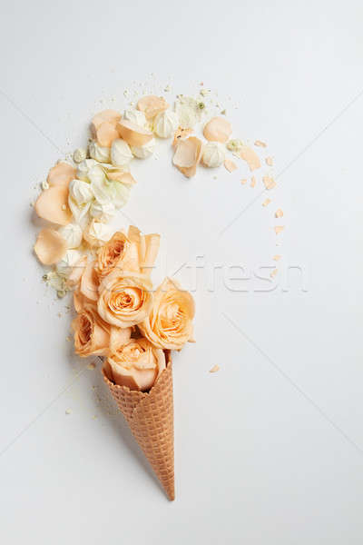 Waffle cone with flowers Stock photo © artjazz
