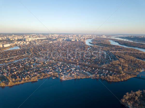 Panoramic view of the left bank of the Kiva and the Dnieper River against the blue sky Stock photo © artjazz