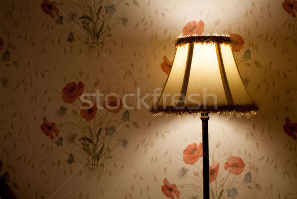 Retro lámpa fotó hagyományos virágmintás tapéta Stock fotó © Artlover
