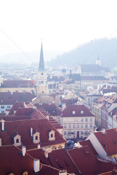 Morgen Prag Foto Kirche Himmel Stadt Stock foto © Artlover