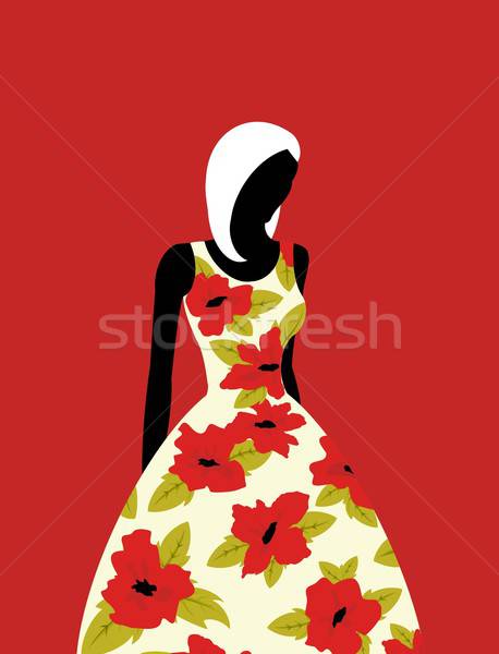 Mohn Kleid Silhouette Frau Mädchen Hochzeit Stock foto © Artlover