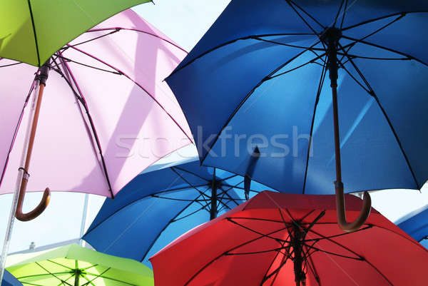 Regenschirme Foto farbenreich Himmel Regen blau Stock foto © Artlover