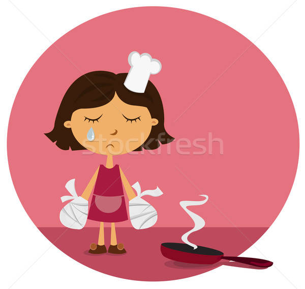 Doméstico ferimento infeliz feminino chef comida Foto stock © Artlover
