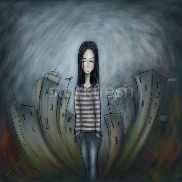 Mnie sam zdjęcie samotny dziewczyna Zdjęcia stock © Artlover