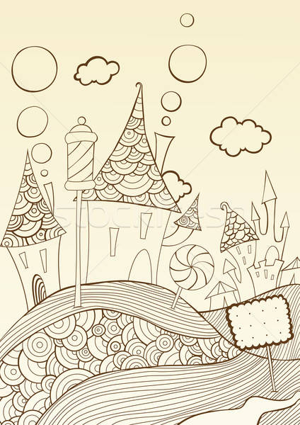 Gliederung Zeichnung Traum candy Land Haus Stock foto © Artlover