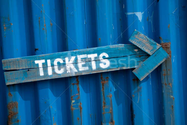 Tickets Holz arrow blau Wand Hinweis Stock foto © Artlover