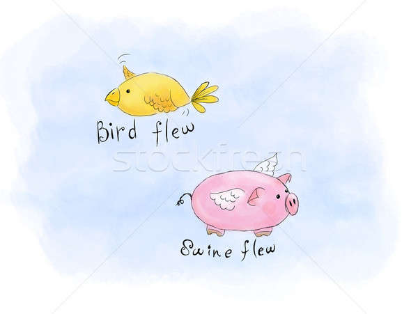 Tier Grippe Karikatur Wort spielen Vogel Stock foto © Artlover