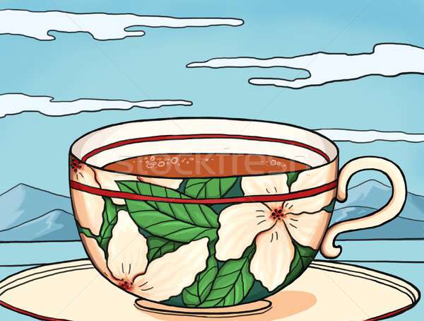 英語 茶 湖 デジタルイラストレーション カップ 装飾された ストックフォト © Artlover