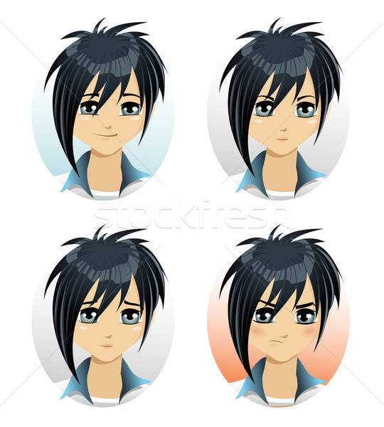 Anime Porträt vier Mädchen Gesicht glücklich Stock foto © Artlover