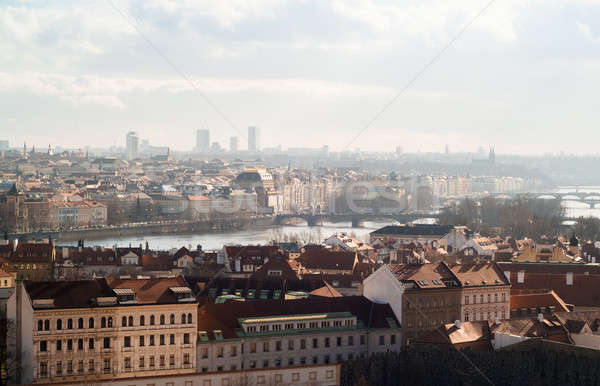 Morgen Prag Foto Tschechische Republik Fluss Himmel Stock foto © Artlover