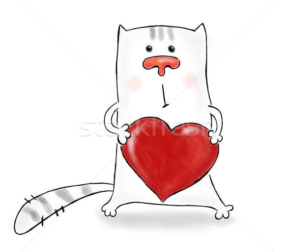 Macskaféle szív rajz kép macska átkarol Stock fotó © Artlover