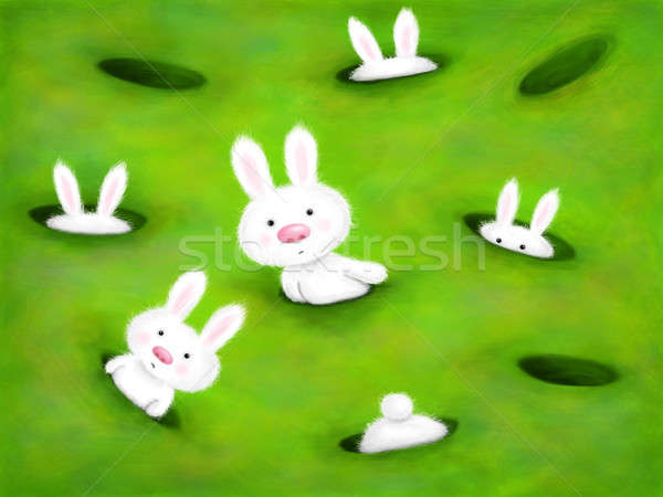 Curious bunnies Stock photo © Artlover