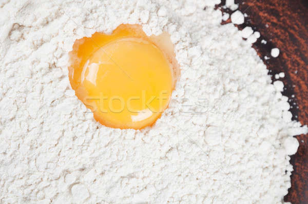 Búza liszt tojás tojássárgája agyag tányér Stock fotó © Artspace