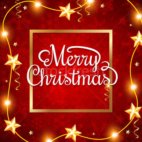 Piros ragyogó karácsony dekoratív üdvözlet felirat Stock fotó © Artspace