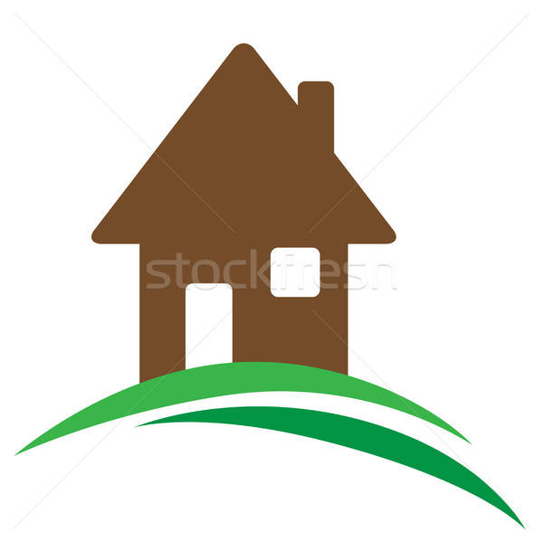Simple maison icône immobilier vecteur maison blanche [[stock_photo]] © Artspace